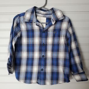 Sonoma Blue Plaid Button Up, sz 2t